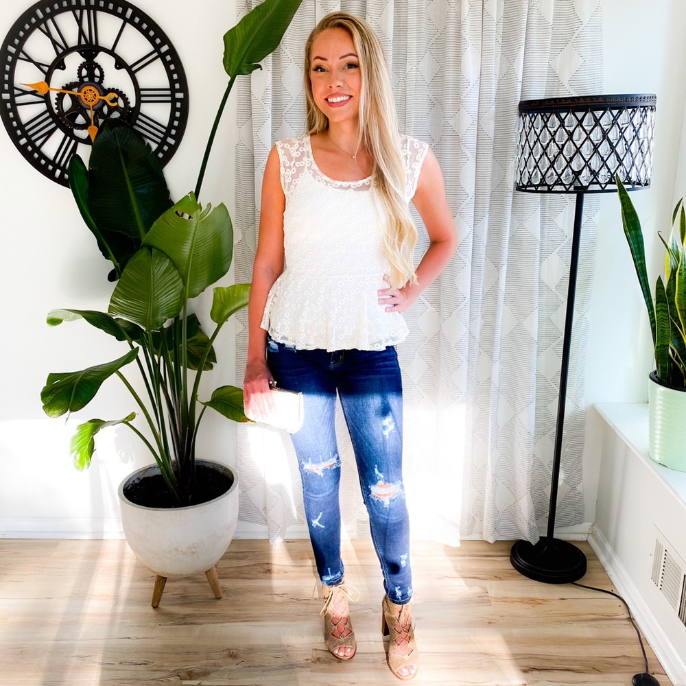 SOLD! Foral Lace Peplum Top